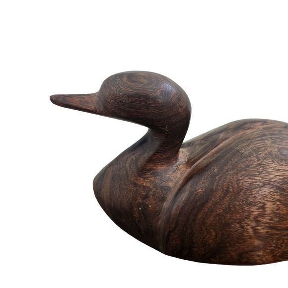 Ironwood Carving Pair of Ducks Brown Iron Wood Figure MCM - Picture 7 of 8
